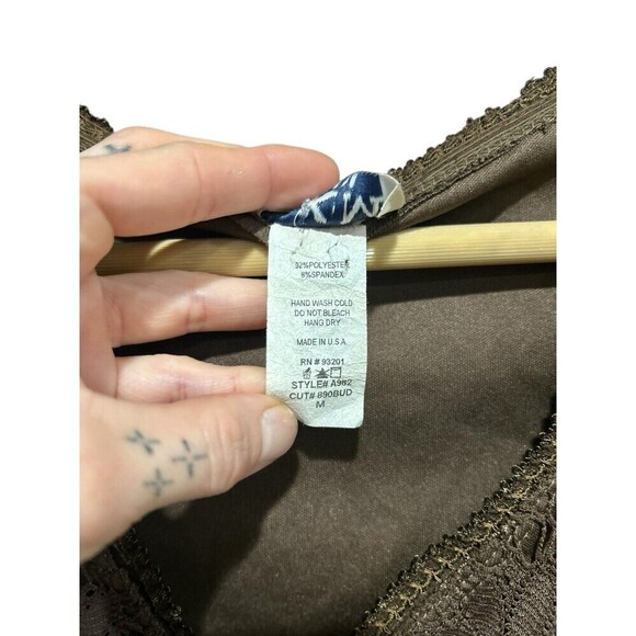 M.K.M Designs Vintage Blouse 90s Y2K Brown Crochet Fairy Cut Womens Size Medium - Picture 7 of 7